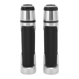 HOPESPANNER 7/8" 22mm 15/16" 24mm Universal Motorcycle Hand Grips Cover Non Slip Aluminum Alloy Rubber Handlebar End Grips Silver Tone 1 Pair