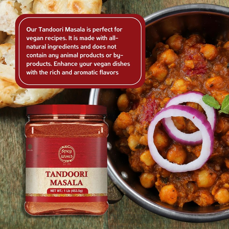Spicy World Tandoori Masala 1 LB Jar Pack (Bulk Spice)