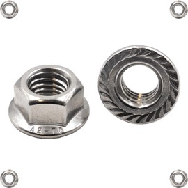 Locking Tooth Nuts M6 Stainless Steel A2 / V2A - DIN 6923 - Flange Nut with Locking Toothing - Pack of 100