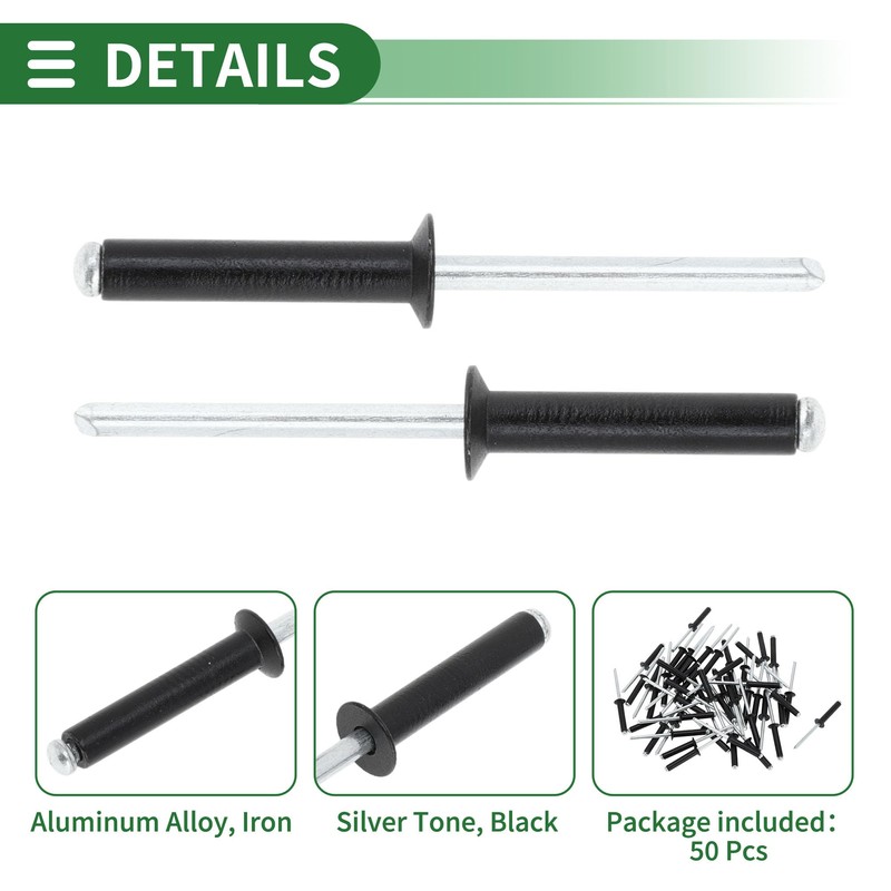 Motoforti Open End Large Flange Blind Rivets 5mm Grip Diameter