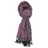 Plum Feathers Tapestry Ethnic Paisley Pattern Pashmina Scarf Black Pink