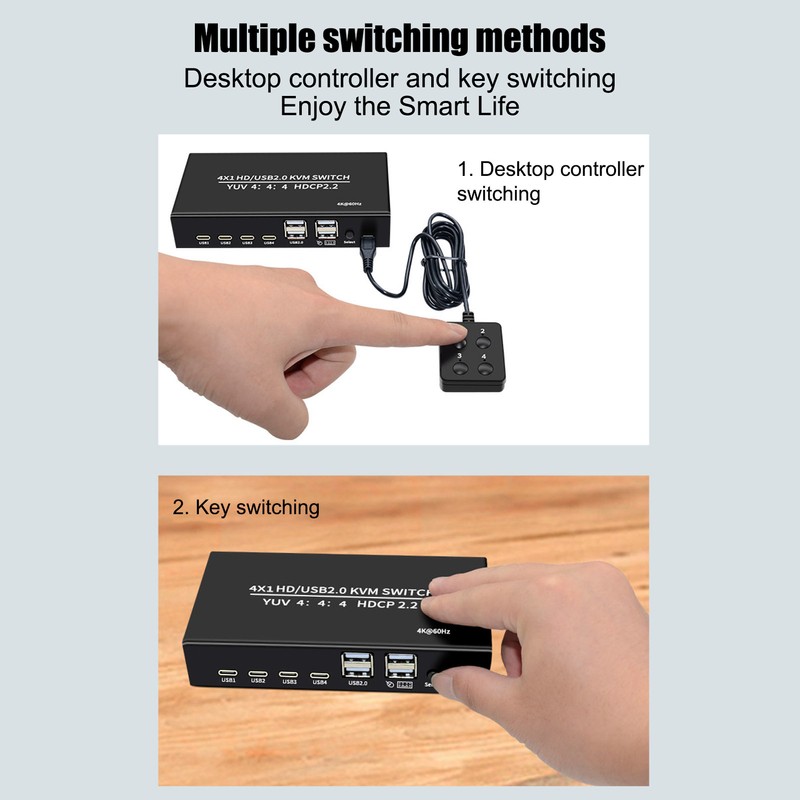 HD Multimedia Interface KVM Switcher Professional 4 Port 4K 60Hz