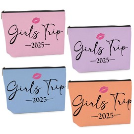 4 PCS Girls Trip Gifts girls trip gifts favors Girls Trip Makeup Bag Girls Girls Weekend Gifts Ideas for Women Cosmetic Bag Weekender Bag for Women Easter, Mother's Day, Nurses' Day, Holiday Vacation