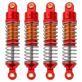 Pothyes 4PCS 53mm/59mm/66mm Aluminum Shocks Absorbers Oil Long Threaded Damper for 1/18 RC Crawler TRX4M TRX-4M Bronco Defender K10 Upgrade Parts (53mm red)