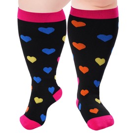 Ancrina Plus Size Compression Socks for Women & Men Wide Calf 15-20 mmhg Knee High Support Socks for Running