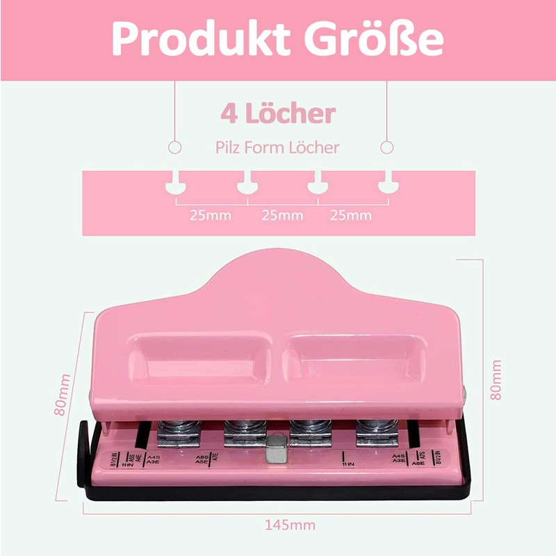 Mushroom Hole Punch, Adjustable 4 Hole Punch, Planner Hole Punch