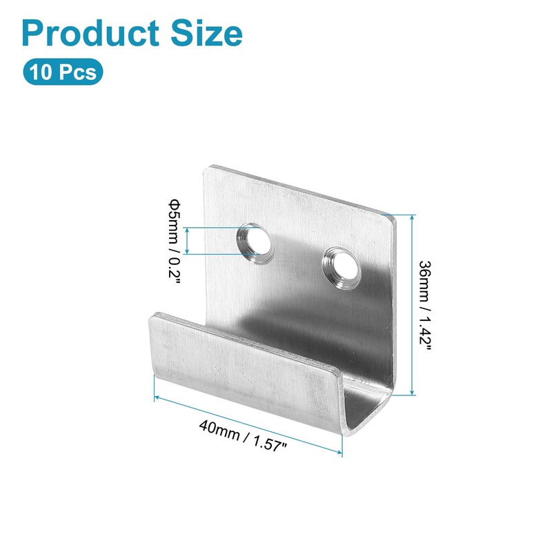 sourcing map 10Pcs Mounting Bracket, 40x36mm Stainless Steel Tile Display