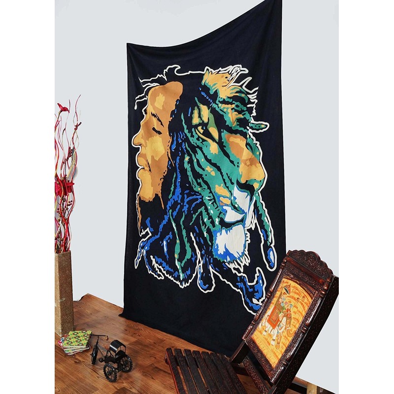 Sophia Art Happy Bob Marley Tapestry, Indian Hippie Wall Hanging