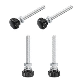 QUARKZMAN 4 Sets Knurled Knobs Knurled Screw Screws with Nuts Washers Metric M6 x 55 mm Thread 18 mm Galvanised Carbon Steel Pin Hand Knobs Handles