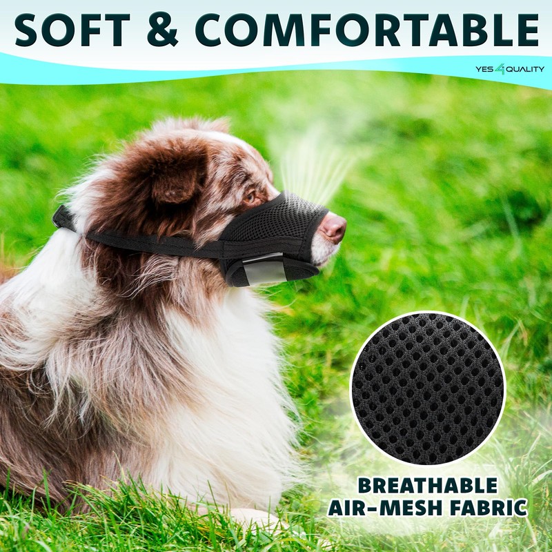 Yes4Quality Dog Muzzle (Medium), Soft & Breathable Mesh Muzzle for