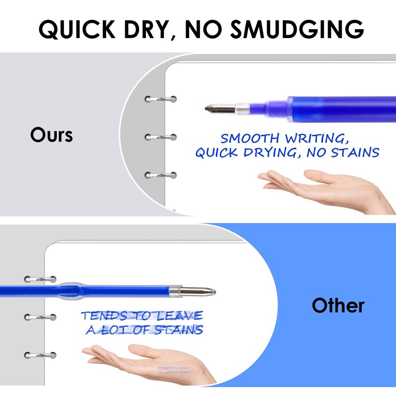 12-Pack Erasable Pen Refills, Compatible with Pilot Frixion Pens, Blue