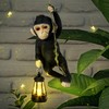 Rossesay Solar Light Outdoor Statues Black 13.78 Inch Resin Chimpanzee