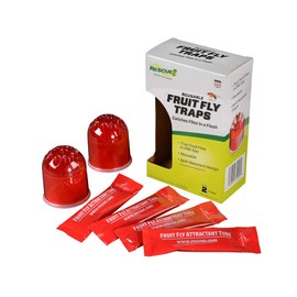 RESCUE! Fruit Fly Traps (Set of 2 Traps) – Reusable, Includes Liquid Bait Attractant