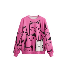 SOLY HUX Girl's Cute Cartoon Graphic Sweatshirt Casual Crew Neck Long Sleeve Loose Pullover Tops Purple Cartoon 11-12Y