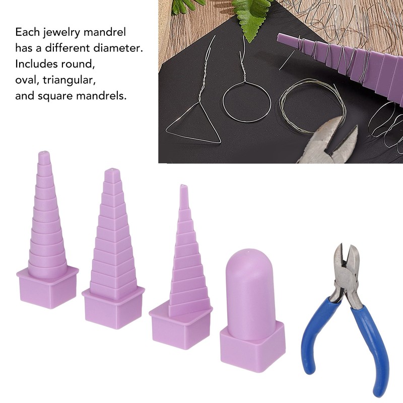 4Pcs Jewelry Mandrel Round Oval Triangle Square Jewellery Making Tool