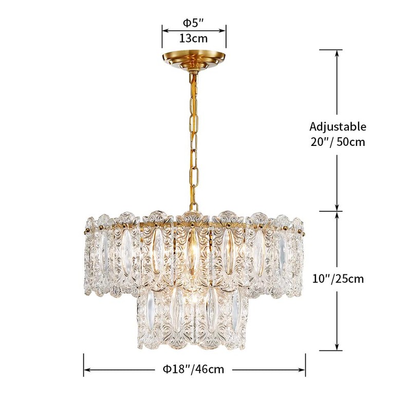 AGV LIGHTING CH010 Crystal Chandelier, Vintage Pendant Chandelier Lighting with