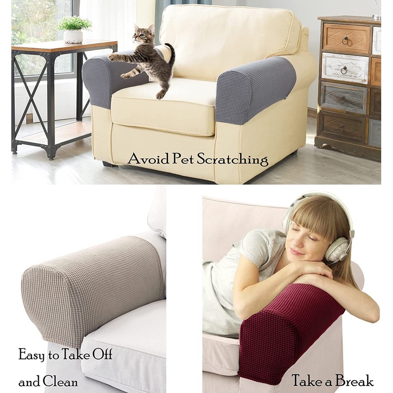 Sofa Arm Chair Covers, Couch Armrest Armchair Covers, Stretch Anti-Slip