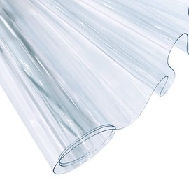 XHT 30x135cm Clear PVC Vinyl 0.4mm Neon Solid Color Waterproof Fabric Super Clear Mirrored Film Roll for Handbag Bows, DIY Decor, Transparent