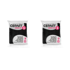 CERNIT CE9056100AMZC - Pack of 2 Modelling Clay Number One - Modelling Clay for Baking - Colour Black - 2 Blocks of 56 g