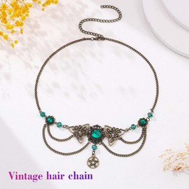 Yean Boho Tassel Head Chain Coin Pendant Headpiece Crystal Bride Prom Costume Hair Chains Jewelry for Women and Girls