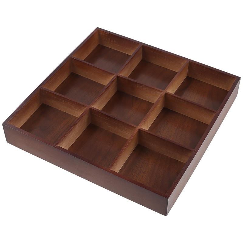 FUNSUEI 2 PCS Multi Compartment Wooden Tray, Divided Wooden Tray,