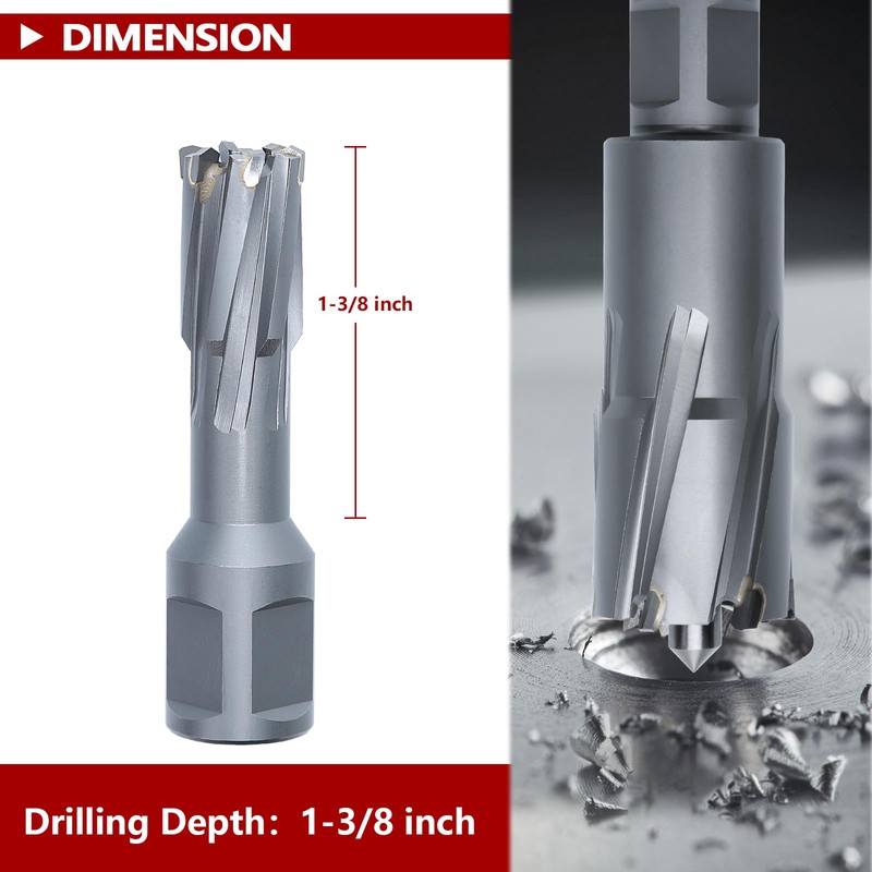 GRIXLEN 5/8" x 1-3/8" Annular Cutter with Weldon Shank,Carbide Tip