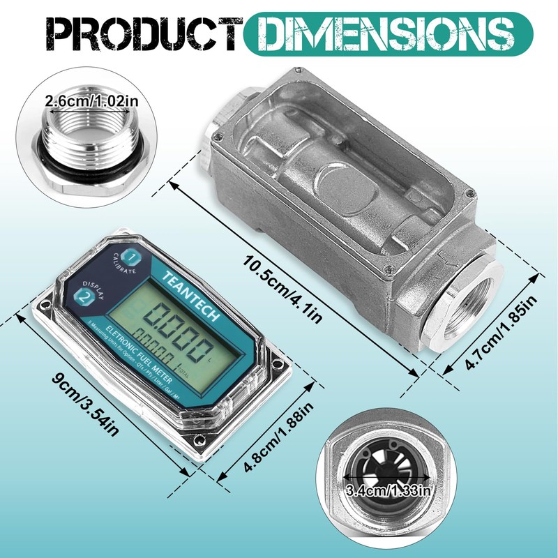 1Pack 1 in Digital Turbine Fuel Flow Meter with 3/4