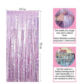 FuninCrea Fringe Curtains, 2 PCS Foil Curtains 3.3x6.6 Ft Durable Tassel Curtain Party Decorations Backdrop, Used for Birthday Wedding Christmas Party Background Decoration (Light Pink)