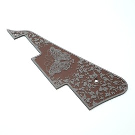 SCORELAY PICKS Clear Pickguard for Les Paul [Butterfly Sculpture] Sepia Transparent