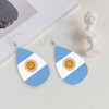 Argentina Flag Teardrop Earrings For Women Argentine Lightweight Leather Dangle