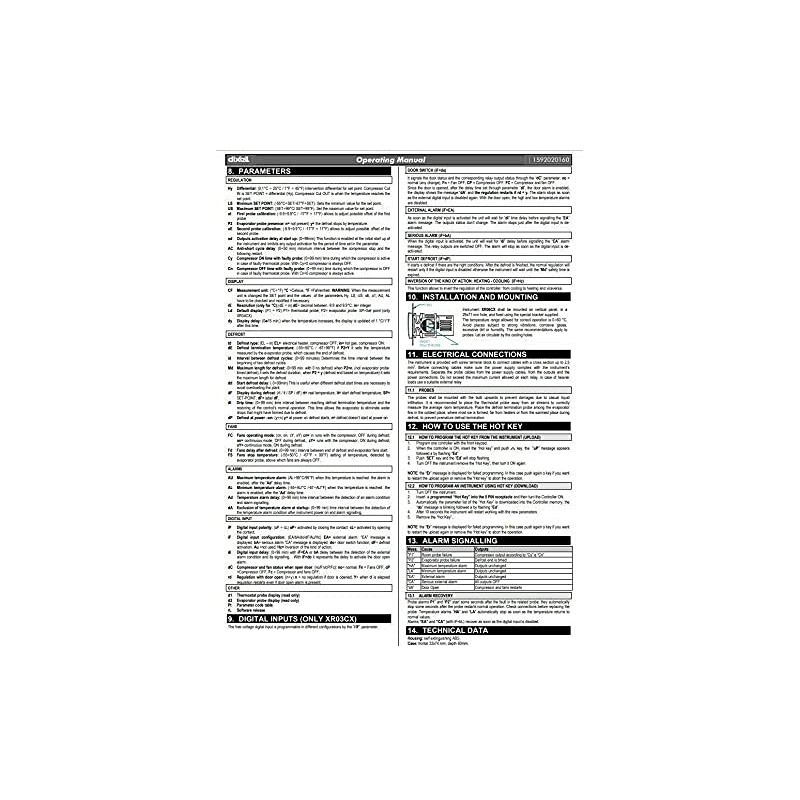Dixell Temperature Controller XR06CX-4N1F1 Programmable-Commercial for Freezer 120V