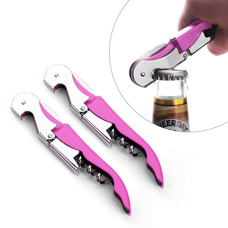 3 Packs Drincarier Pink Wine Key, Professional Waiter Corkscrews, Corkscrews