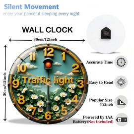 30cm Diameter Glass Wall Clock with Diamond-Cut Hands for Added Sparklesheet size: 12 in, color: White