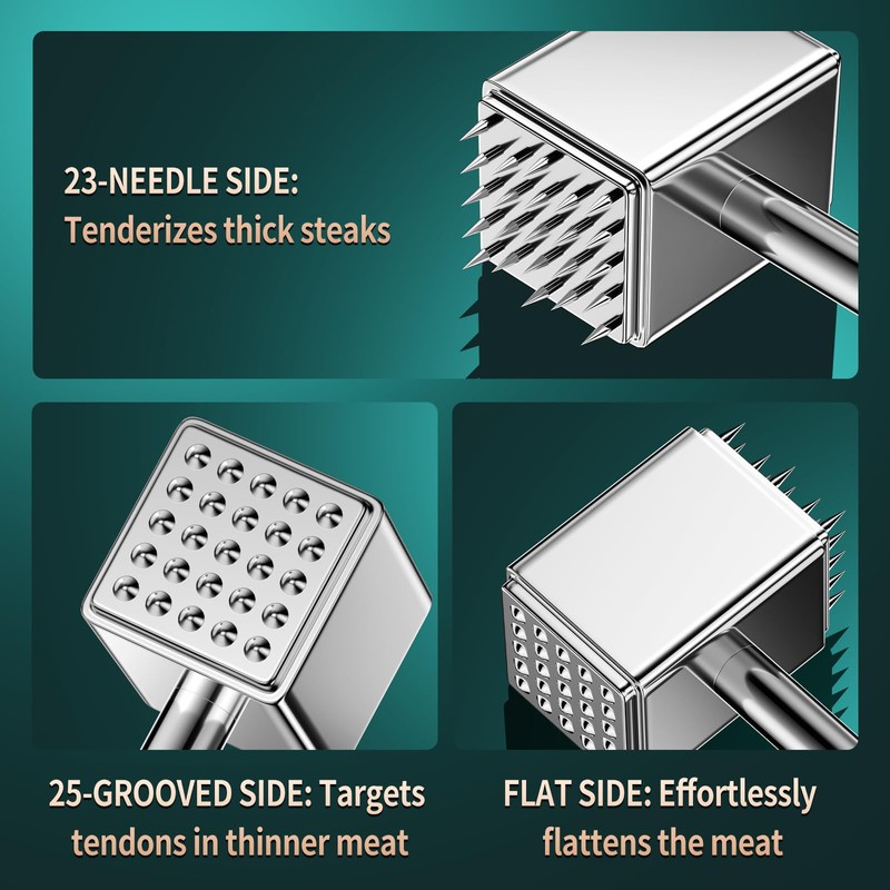 316 Stainless Steel 3in1 Meat Tenderizer Tool, BOMANSI BOMS Heavy