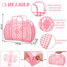 Hsei 16 Pcs Girls Jelly Purse Jelly Bags Easter Basket Reusable Jelly Beach Bag Plastic Beach Tote Gift Basket for Kid Girl(Pink)