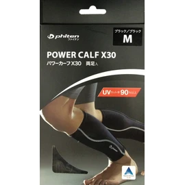 Phiten 0411SL524003 Power Calf X30 (LEG) Black/Black, S