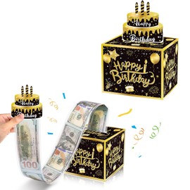 Surprise Gift Boxes, Happy Birthday Money Box for Cash Gift,Money Holder with 30Pcs Transparent Bags, Pull Out Cash Gift Boxes for Birthday Parties