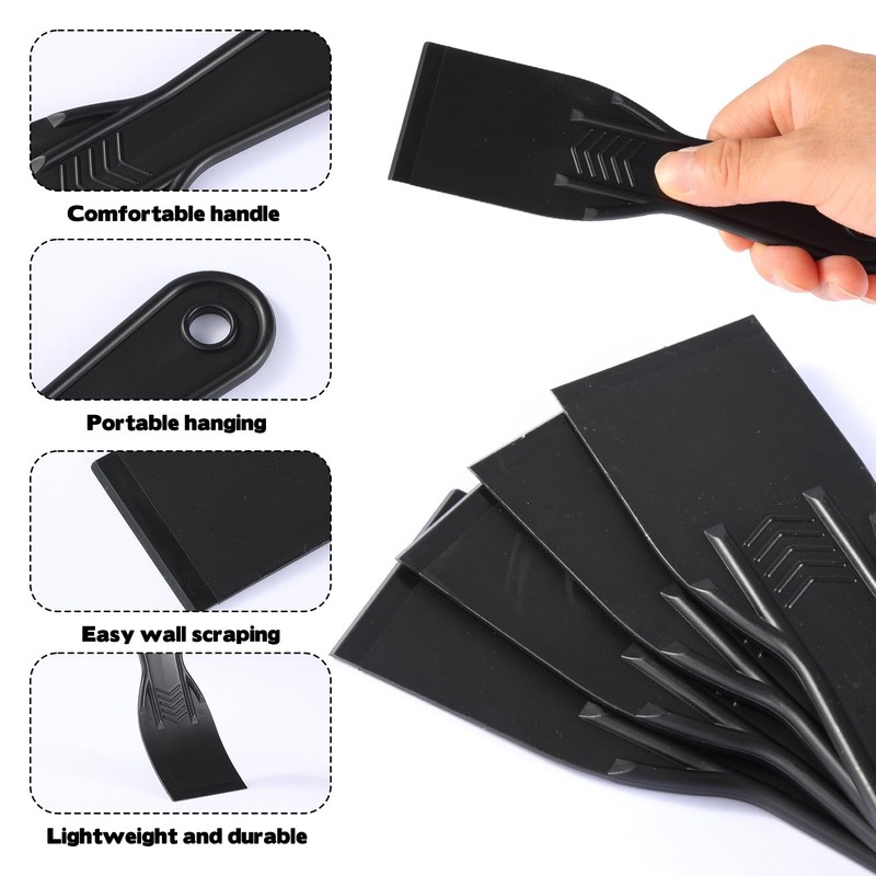 16 Pcs Plastic Putty Knife 2" Black Flexible Putty Knife