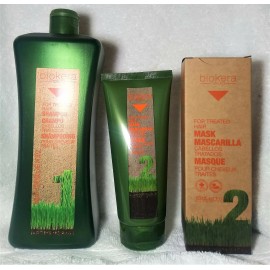 SALERM BIOKERA NATURA TREATED HAIR SHAMPOO 36oz/1000ml + MASK 6.9oz/200ml- SET