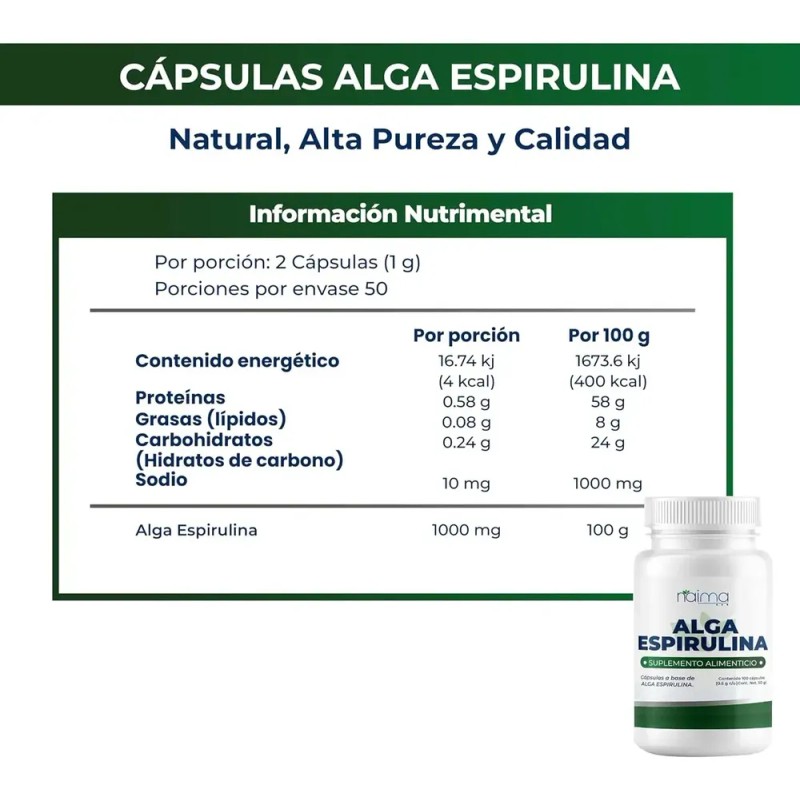 Alga Espirulina Orgánica 500 Mg Pack 3 Frascos Con 100