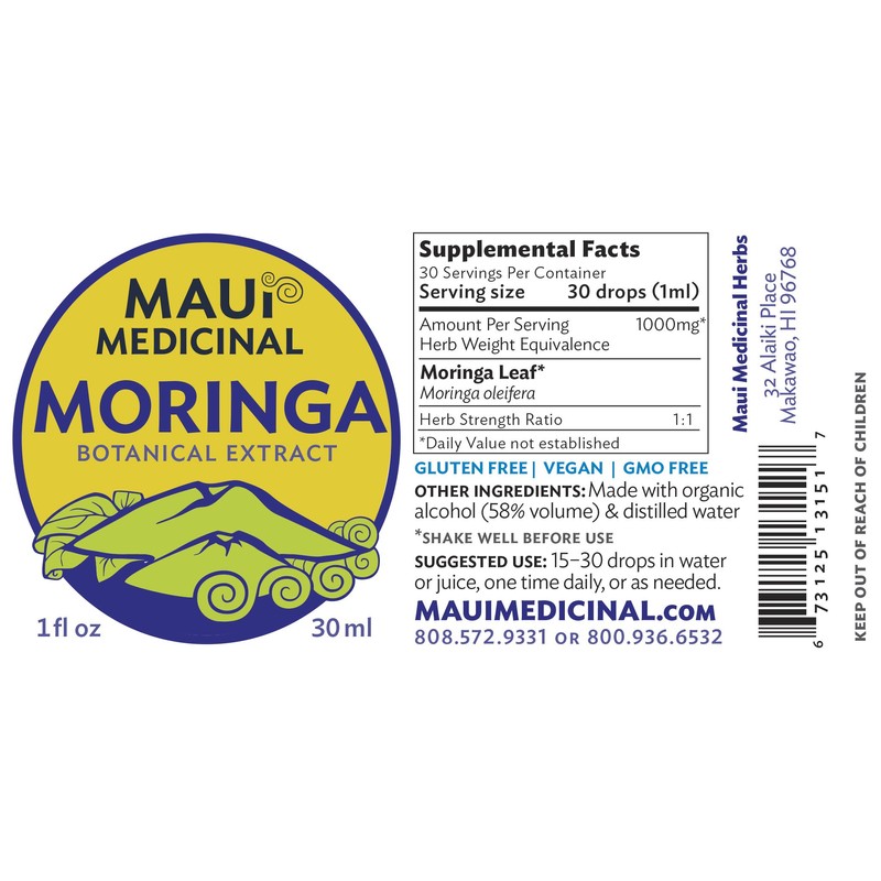 Moringa Leaf Extract 1 Fluid oz. *Mauifarmacy Grown USA*