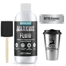 WANJAO Laser Marking Spray, Marking Powder Enhanced Engraving with Sponge Brush Water Based Safe Low Odor Fast Drying Suit for Metal, Wood, Glass 150ml