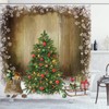 Abakuhaus Christmas Shower Curtain, Pine Tree Presents, Digital Print on