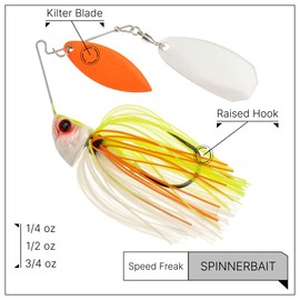 Freedom Tackle Speed Freak Full Frame Largemouth Spinnerbait with Kilter Blade | 3/4 oz., Coleslaw, 2-Pack (PN: 53309-2PK)