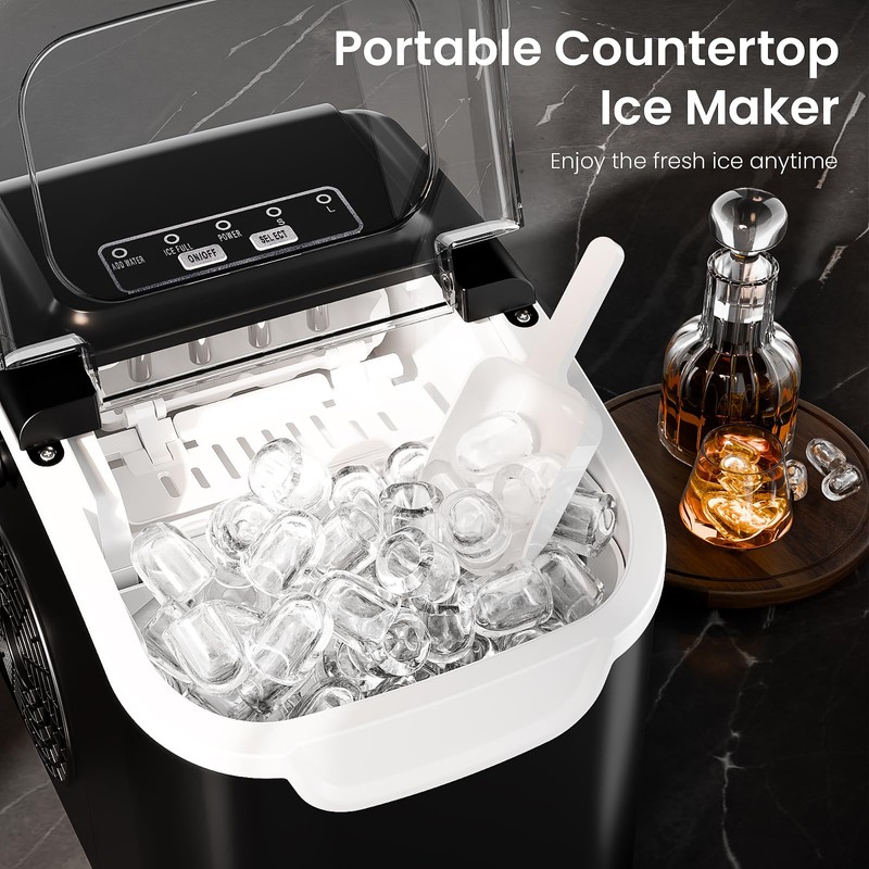 Countertop Ice Maker Machine – 8 Bullet Ice in 6