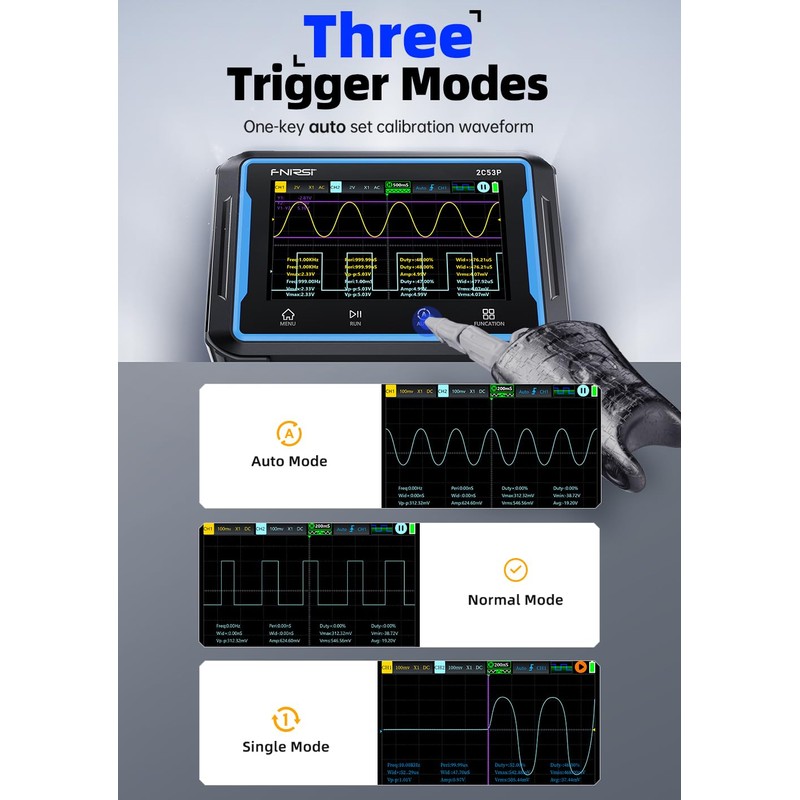 【FNRSI 2C53P Plus Upgraded with Carrying CASE】 3in1 Oscilloscope/Multimeter/DDS Signal