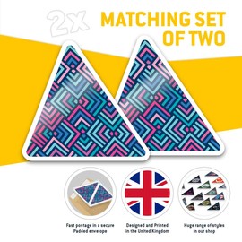 2 x Triangle Stickers 10cm - Pink Blue Geometric Pattern Art Laptop Tablet Luggage Scrapbook #46055