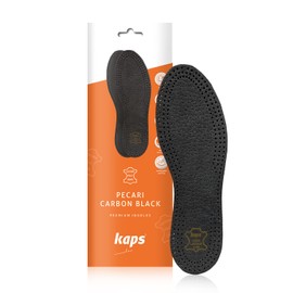PECARI 100% Genuine Leather Black Shoe Insoles with Breathable Active Carbon Latex Foam, Keeps Odour Away (Women/UK 6/39 EUR)