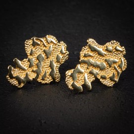 Sterling Men's Hip Hop Large 14K Gold Plated 925 Sterling Screw Back Nugget Stud Earrings