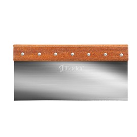 Bleteleh 10-inch Long Bench/Dough Scraper, Stainless Steel Blade, Commercial Kitchen Tool with Wooden Handle (10-inch long)